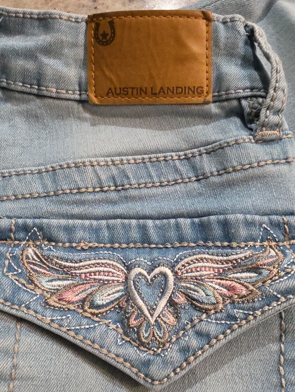 Austin Landing Light Blue Embroidered Boot Cut Jeans